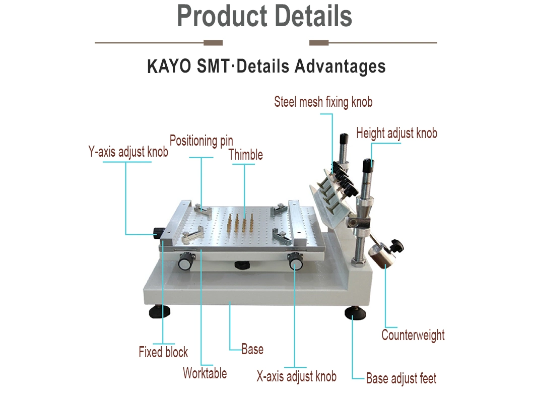 PCB Solder Paste Stencil Printer Manual High Precision Stencil Printing Machine