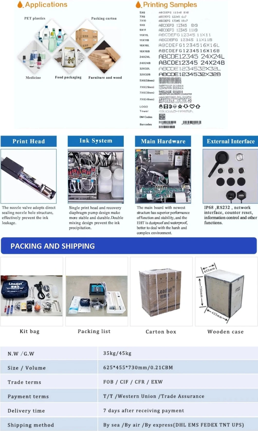 New Product DC940 High Speed Cij Industrial Marking Machine Small Characters Continuous Batch Inkjet Code Date Printer