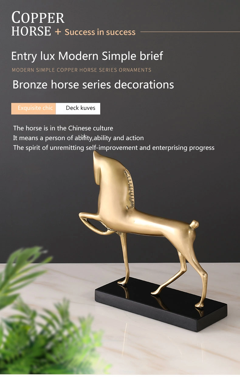 Good Quality Accessories Light Luxury All Brass Ornaments Horse Antique Indoor Animal Sculpture Modern Home Decor